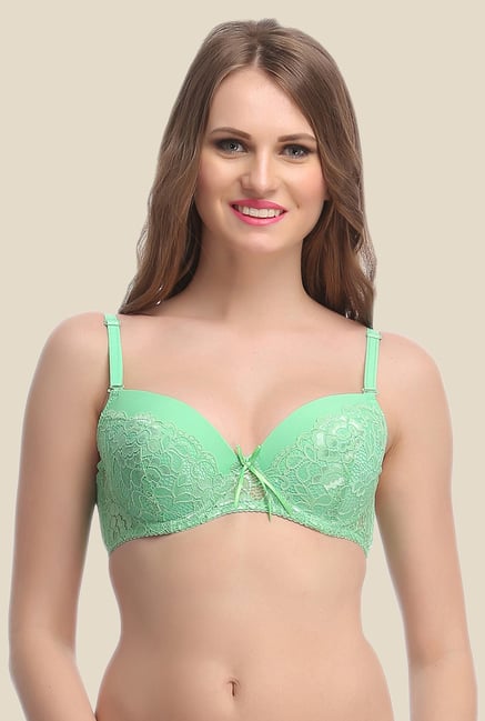 Clovia Green Padded Lace Convertible Bra Clovia Green Padded Lace Convertible Bra