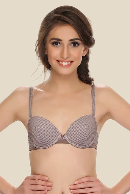 Clovia Fossil Brown Printed T Shirt Bra Clovia Fossil Brown Printed T Shirt Bra