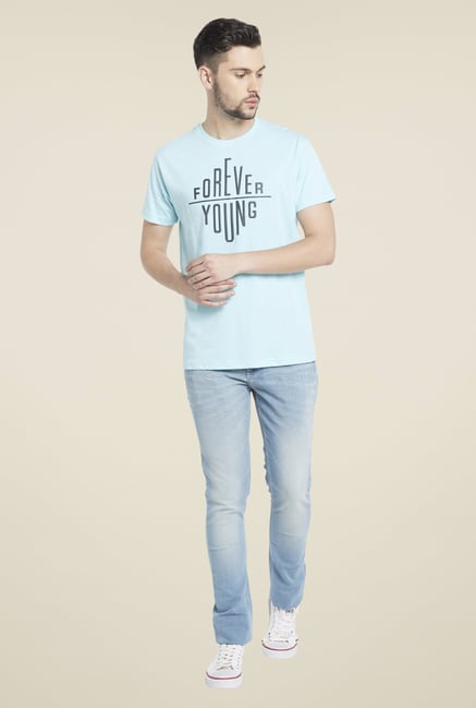Globus Sky Blue Graphic Print T Shirt Globus Sky Blue Graphic Print T Shirt