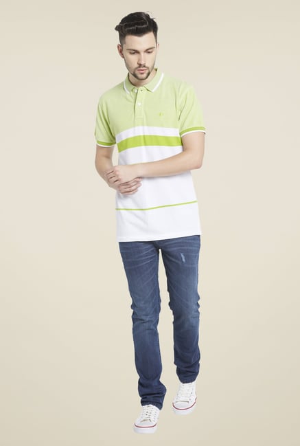Globus Green & White Striped Polo T Shirt Globus Green & White Striped Polo T Shirt