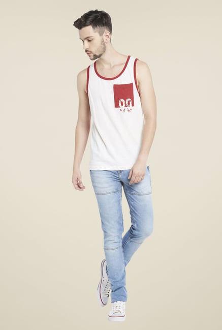 Globus White & Red Printed T Shirt Globus White & Red Printed T Shirt