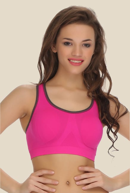 Clovia Pink Racerback Padded Sports Bra Clovia Pink Racerback Padded Sports Bra