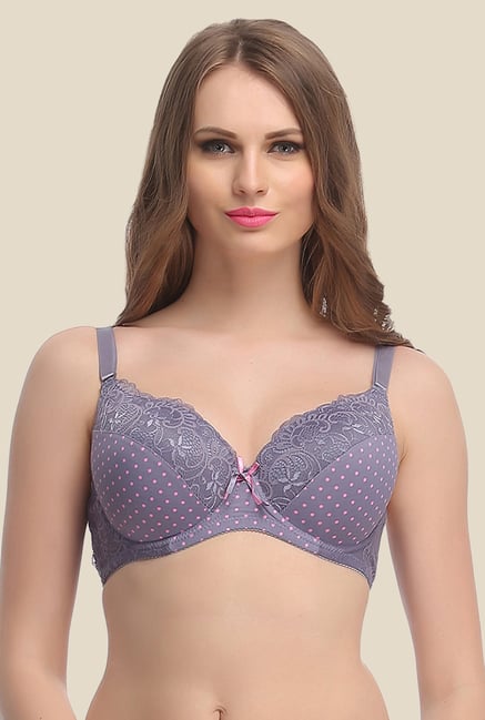 Clovia Grey Padded Convertible Bra& Polka Print Clovia Grey Padded Convertible Bra& Polka Print