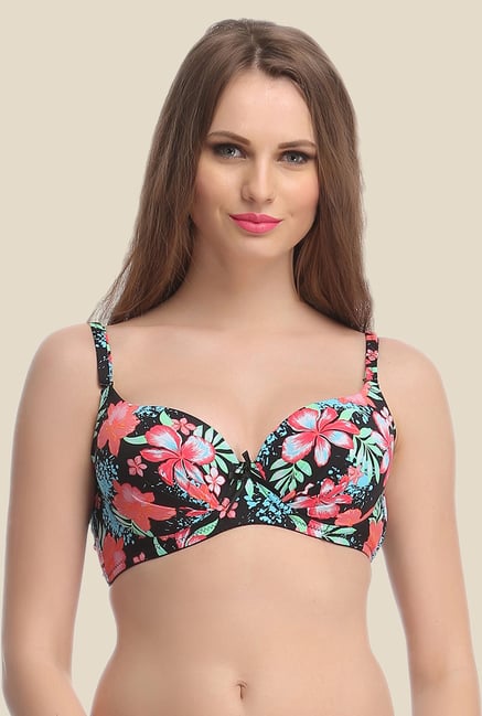 Clovia Black Floral Push Up Convertible Bra Clovia Black Floral Push Up Convertible Bra