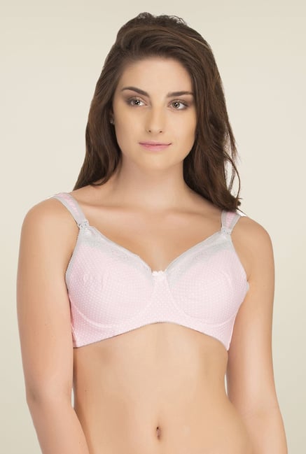 Clovia Light Pink Padded Nursing Bra With Removable Flaps Clovia Light Pink Padded Nursing Bra With Removable Flaps