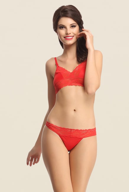 Clovia Red Non Wired Padded Bra & Panty Set Clovia Red Non Wired Padded Bra & Panty Set