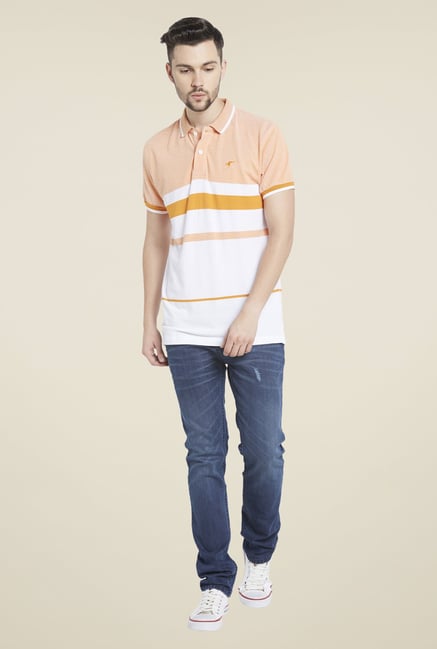 Globus Orange & White Striped Polo T Shirt Globus Orange & White Striped Polo T Shirt