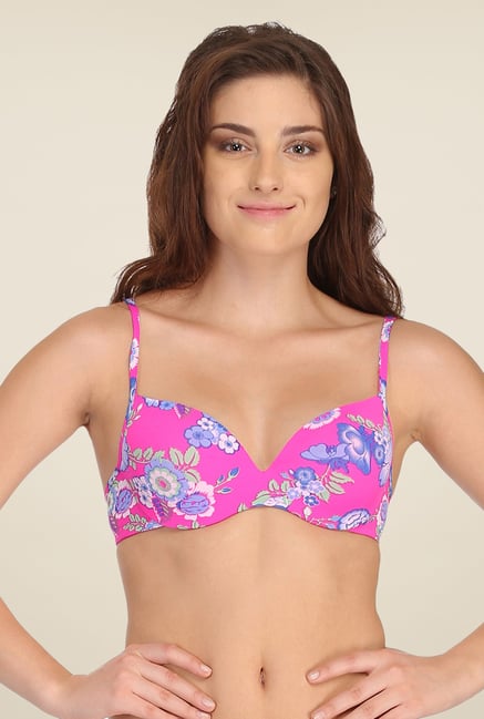 Clovia Pink Push Up Bra With Back Detachable Straps Clovia Pink Push Up Bra With Back Detachable Straps