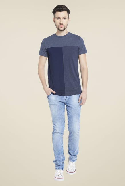 Globus Navy Round Neck Viscose T Shirt Globus Navy Round Neck Viscose T Shirt