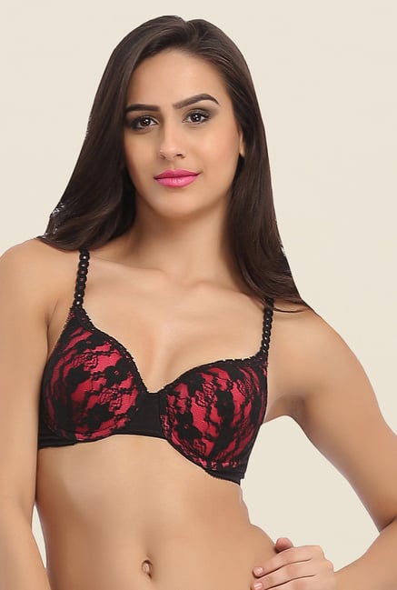 Clovia Black Push Up Bra With All Over Lace Cups Clovia Black Push Up Bra With All Over Lace Cups