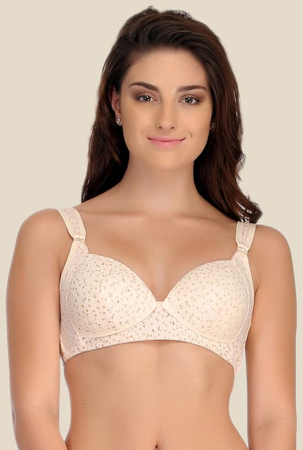 Clovia Beige Padded Nursing Bra With Removable Flaps Clovia Beige Padded Nursing Bra With Removable Flaps