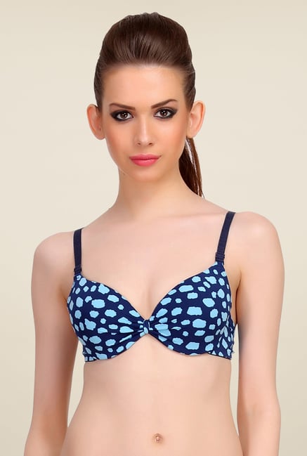 Clovia Black & Blue Push Up Bra With Detachable Straps Clovia Black & Blue Push Up Bra With Detachable Straps