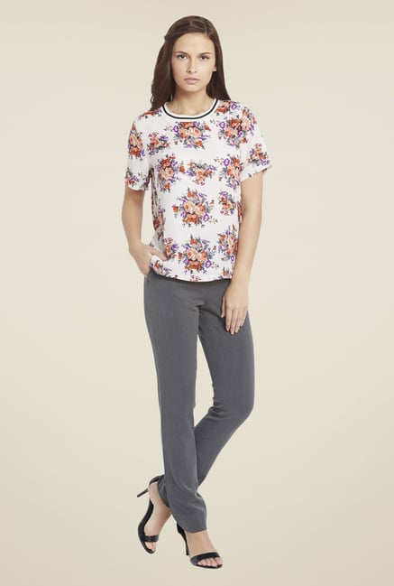 Globus White Floral Print Top Globus White Floral Print Top