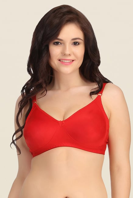 Clovia Red Double Layered Plus Size T Shirt Bra In Clovia Red Double Layered Plus Size T Shirt Bra In