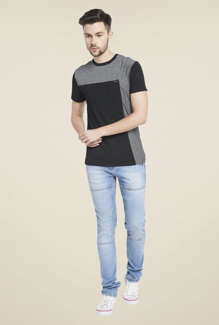 Globus Black & Grey Round Neck T Shirt Globus Black & Grey Round Neck T Shirt