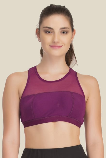 Clovia Purple Lycra Racer Back Sports Bra Clovia Purple Lycra Racer Back Sports Bra