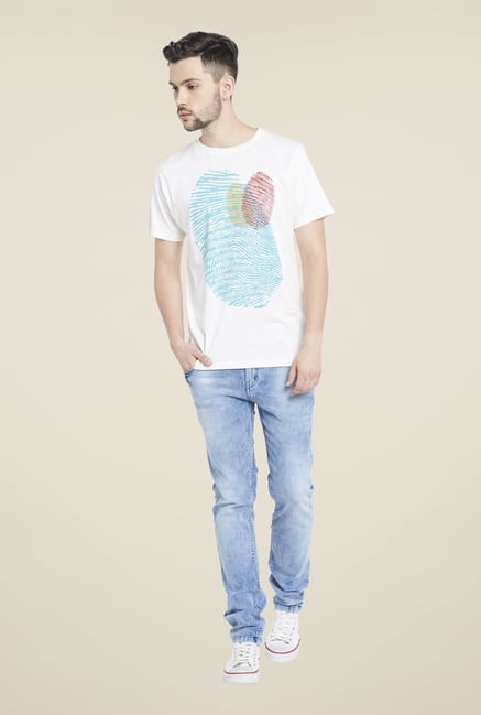 Globus White Graphic Print T Shirt Globus White Graphic Print T Shirt