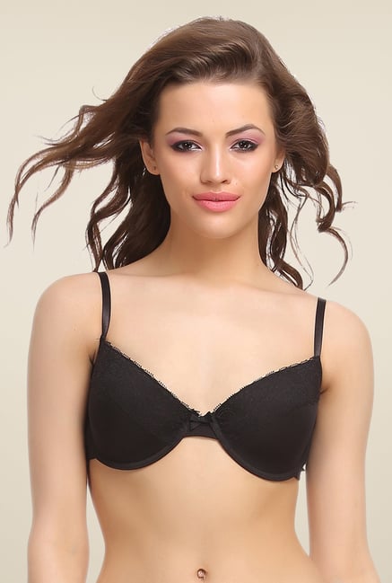 Clovia Black Plunge T Shirt Bra With Padded Demi Cups Clovia Black Plunge T Shirt Bra With Padded Demi Cups