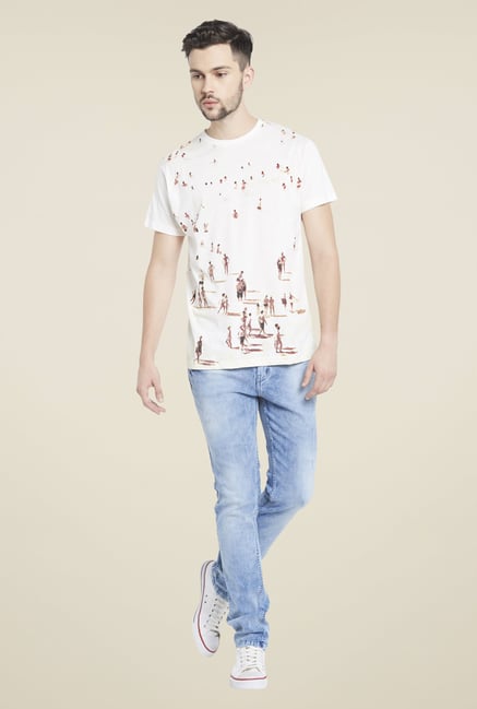 Globus Off White Graphic Print T Shirt Globus Off White Graphic Print T Shirt