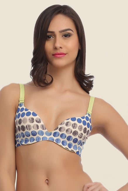 Clovia Beige & Blue Laser Cut Padded Bra Clovia Beige & Blue Laser Cut Padded Bra