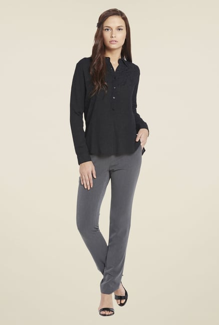 Globus Black Self Printed Top Globus Black Self Printed Top