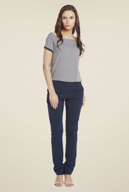 Globus Navy Pin Striped Top Globus Navy Pin Striped Top