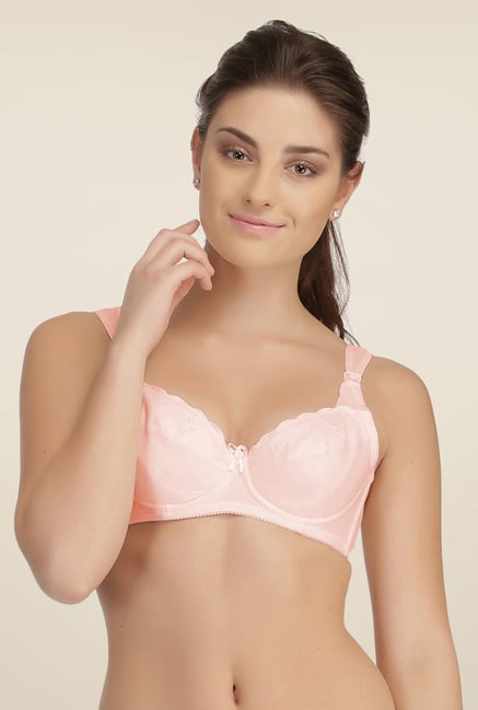 Clovia Baby Pink Lycra Full Coverage Nursing Bra Clovia Baby Pink Lycra Full Coverage Nursing Bra