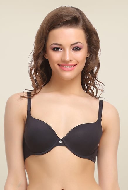 Clovia Black T Shirt Bra With Plunge Neckline Clovia Black T Shirt Bra With Plunge Neckline
