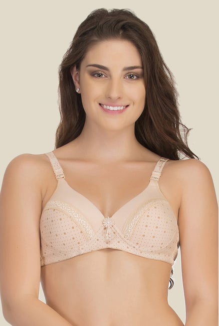 Clovia Beige Lycra Padded Non Wired Bra Clovia Beige Lycra Padded Non Wired Bra