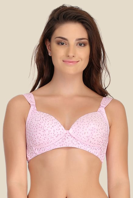 Clovia Pink Padded Nursing Bra With Removable Flaps Clovia Pink Padded Nursing Bra With Removable Flaps
