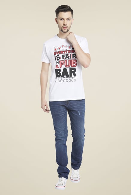 Globus White Graphic Print T Shirt Globus White Graphic Print T Shirt