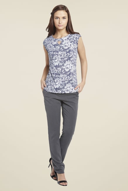 Globus Navy Floral Print Top Globus Navy Floral Print Top