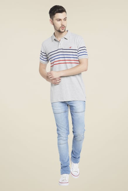 Globus Grey Striped Polo T Shirt Globus Grey Striped Polo T Shirt