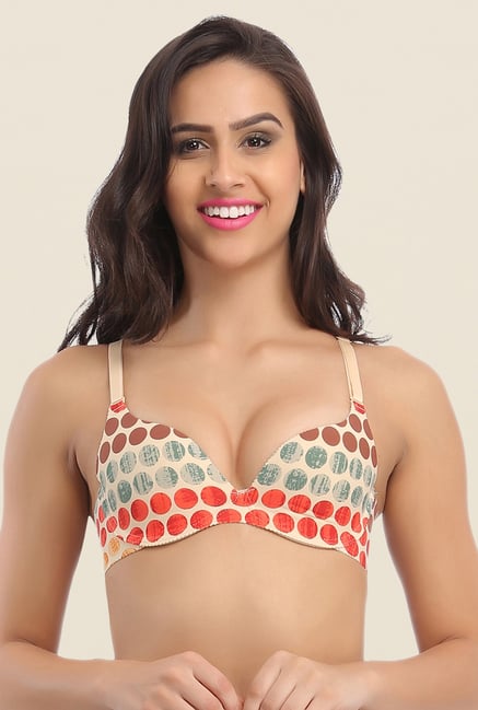 Clovia Beige & Orange Laser Cut Padded Bra Clovia Beige & Orange Laser Cut Padded Bra