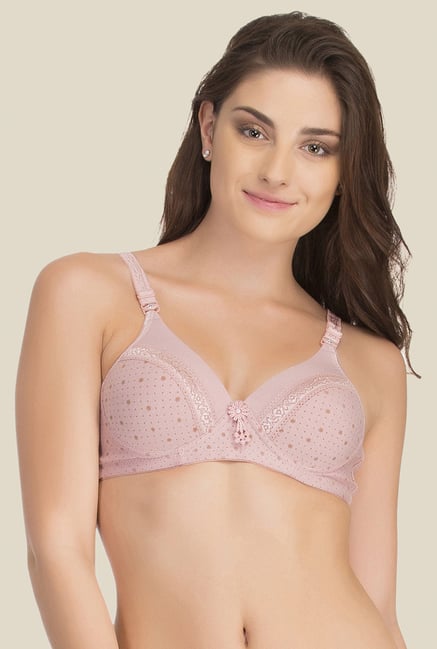 Clovia Pink Lycra Padded Non Wired Bra Clovia Pink Lycra Padded Non Wired Bra
