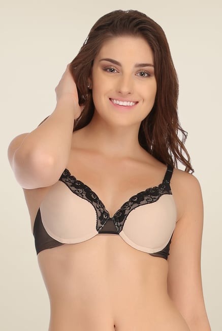 Clovia Beige Push Up Bra With Powernet Upperlining Belt Clovia Beige Push Up Bra With Powernet Upperlining Belt