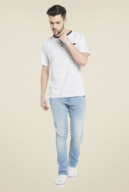 Globus White Henley Neck T Shirt Globus White Henley Neck T Shirt
