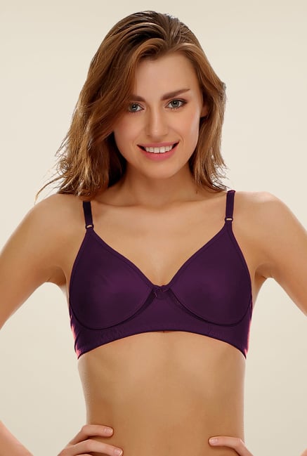 Clovia Purple Non Padded Wirefree T Shirt Bra Clovia Purple Non Padded Wirefree T Shirt Bra