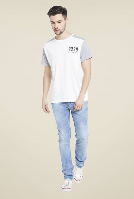 Globus White Round Neck T Cotton Shirt Globus White Round Neck T Cotton Shirt