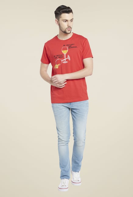 Globus Red Graphic Print Cotton T Shirt Globus Red Graphic Print Cotton T Shirt
