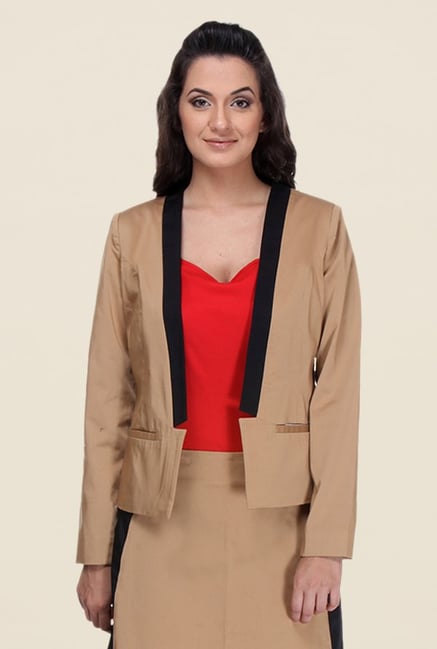 Kaaryah Khaki Full Sleeves Jacket Kaaryah Khaki Full Sleeves Jacket