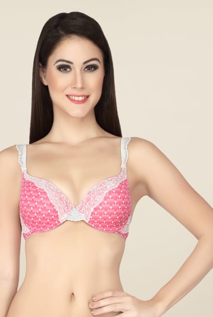 Soie Pink Printed Detachable & Regular Strap Wired Bra Soie Pink Printed Detachable & Regular Strap Wired Bra