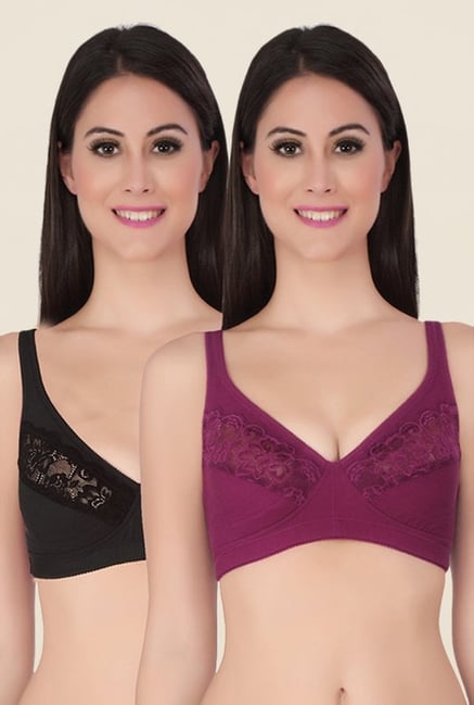 Soie Black & Maroon Full Coverage Minimizer Bra (Pack Of 2) Soie Black & Maroon Full Coverage Minimizer Bra (Pack Of 2)