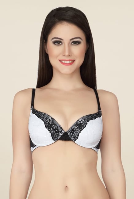 Soie White Printed Detachable & Regular Strap Wired Bra Soie White Printed Detachable & Regular Strap Wired Bra