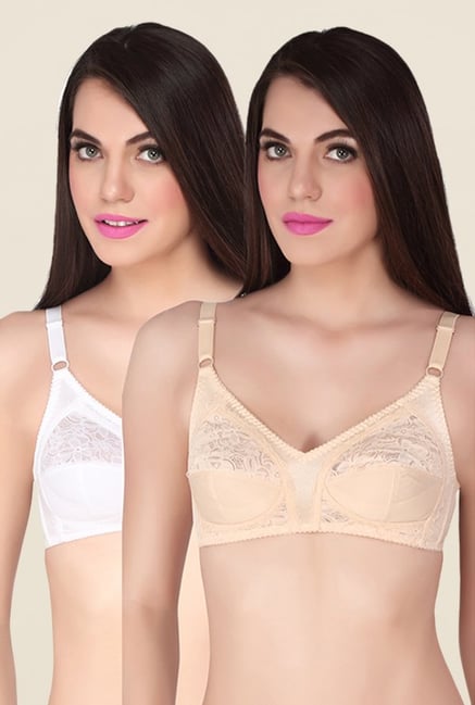 Soie Beige & White Lace Maternity Nursing Bra (Pack Of 2) Soie Beige & White Lace Maternity Nursing Bra (Pack Of 2)