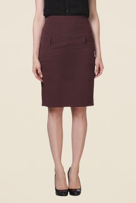 Kaaryah Maroon Pencil Skirt Kaaryah Maroon Pencil Skirt
