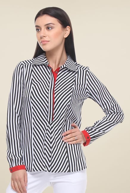 Kaaryah White & Black Striped Shirt Kaaryah White & Black Striped Shirt