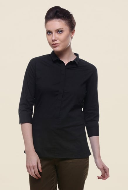 Kaaryah Black Solid Shirt Kaaryah Black Solid Shirt