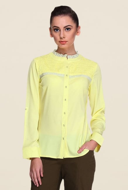 Kaaryah Yellow Solid Shirt Kaaryah Yellow Solid Shirt