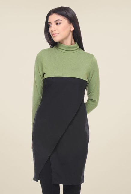 Kaaryah Green & Black Solid Dress Kaaryah Green & Black Solid Dress